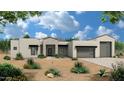 Modern home showcasing desert landscaping, sleek lines, neutral colors, and a three car garage at 1244 E Smokehouse Trl, Phoenix, AZ 85085