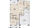Open-concept floor plan featuring a spacious great room, kitchen with island, and a convenient two-car garage at 11423 E Utah Ave, Mesa, AZ 85212