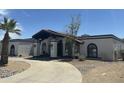 A charming single-story home with a private drive, desert landscaping, and mature palm trees at 12805 W Colter St, Litchfield Park, AZ 85340