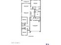 Layout featuring three bedrooms, two bathrooms, kitchen, great room, and a two-car garage at 8440 W Clemente Way, Florence, AZ 85132