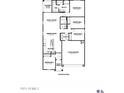 Detailed floor plan showcasing the layout of this four-bedroom home including the kitchen and garage at 8484 W Clemente Way, Florence, AZ 85132