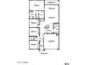 Detailed floor plan showcasing four bedrooms, two bathrooms, and an open living space at 8519 W Clemente Way, Florence, AZ 85132