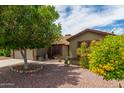 Single-story home with desert landscaping, mature tree, and well-maintained exterior at 18016 N 145Th Ave, Surprise, AZ 85374