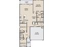 Detailed floor plan showcasing a three-bedroom layout with a kitchen, living area, and two-car garage at 1997 E Bucking Bronco Dr, San Tan Valley, AZ 85140
