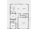 First floor plan featuring a kitchen, dining area, great room, flex room, bedroom, two-car garage and optional patio at 25165 N 167Th Ave, Surprise, AZ 85387