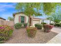 Landscaped front yard with drought tolerant plantings and mature trees at 134 E Bernie Ln, Gilbert, AZ 85295