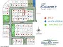 Community map of Eminence at Alamar highlighting available lots and their locations at 12721 W Corona Ave, Avondale, AZ 85323
