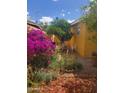 Secluded backyard oasis featuring vibrant purple plants and a small tree at 3041 E Osborn Rd, Phoenix, AZ 85016