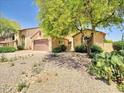 Single story home featuring well kept landscaping and desert plants at 44182 W Juniper Ave, Maricopa, AZ 85138