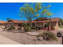 Lovely single-level home featuring desert landscaping, mature trees, and a two-car garage at 1473 Leisure World --, Mesa, AZ 85206