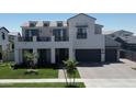 Well-manicured two-story home exterior showcasing a meticulously kept lawn and a charming facade at 3669 E Boot Track Trl, Gilbert, AZ 85296