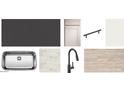 Selection of elegant and modern finish materials for kitchens and bathrooms in neutral and black tones at 18243 W La Senda Dr, Surprise, AZ 85387