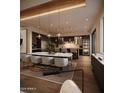 Elegant dining room featuring stylish lighting, a wine fridge, and modern decor at 4915 N Ascent Dr, Scottsdale, AZ 85251