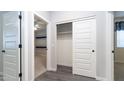 Bright hallway with a closet and doors leading to the bedrooms, all showcasing wood-look tile flooring at 12547 W Stella Ln, Litchfield Park, AZ 85340