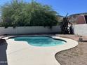 Backyard pool with white concrete deck, set against block wall and lush greenery at 1423 W Joan De Arc Ave, Phoenix, AZ 85029
