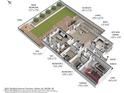Detailed 3D floorplan showcases layout of the home with dimensions of each room including the alfresco and main bedroom at 616 E Sheffield Ave, Gilbert, AZ 85296