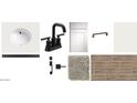 Selection of bathroom finishes, including countertops, faucet, cabinet hardware, and flooring at 18219 W La Senda Dr, Surprise, AZ 85387