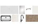 Selection of kitchen finishes, including countertops, backsplash, faucet, and cabinet hardware at 18219 W La Senda Dr, Surprise, AZ 85387