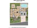 Detailed floor plan featuring three bedrooms, a pool, a garage, and an open-concept living and dining area at 4596 E Calle Ventura --, Phoenix, AZ 85018