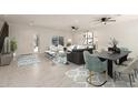Open-concept living and dining area with stylish furnishings, modern lighting, and neutral decor at 1131 E Bishop Dr, Tempe, AZ 85282