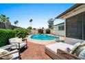 Backyard with a refreshing private pool, patio area, and lush landscaping perfect for relaxing at 782 W Gail Dr, Chandler, AZ 85225