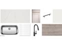 Display of kitchen details including a white countertop, stainless sink, black faucet and wood-style flooring at 24113 W Bowker St, Buckeye, AZ 85326