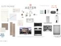 Selection board featuring kitchen cabinet, countertop, and faucet options from Aster Union Park at 2484 W Rowel Rd, Phoenix, AZ 85085