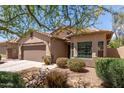 Inviting single-story home featuring a front yard with desert landscaping and a covered entryway at 45028 W Cypress Ln, Maricopa, AZ 85139