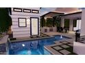 Captivating view of the modern pool with an outdoor kitchen and dining area, creating an entertainer's dream at 4817 N 35Th St, Phoenix, AZ 85018