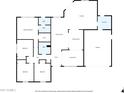 A clear floorplan depicting the layout of the home including the living spaces, bedrooms, bathrooms, and kitchen at 5126 W Las Palmaritas Dr, Glendale, AZ 85302
