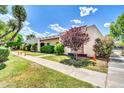 Well-kept home exterior showing mature trees, a neatly landscaped lawn, and a tidy sidewalk and street at 1733 N Miller Rd, Scottsdale, AZ 85257
