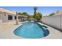 Inviting backyard featuring a sparkling pool, patio area, and privacy fencing perfect for outdoor enjoyment at 843 E Vera Ln, Tempe, AZ 85284