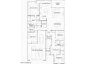 Detailed floor plan of a modern single-Gathering home with 4 bedrooms, a 3-car tandem garage, and open living spaces at 16934 W Bronco Trl, Surprise, AZ 85387