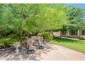 Cozy outdoor patio with comfortable seating and shaded by mature trees, creating a relaxing retreat at 2160 E Kenwood St, Mesa, AZ 85213