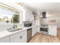 Modern kitchen with stainless steel appliances, sleek white cabinets, and a bright, open layout at 506 W Seldon Ln, Phoenix, AZ 85021