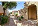 Inviting walkway leading to the arched entryway of this well-maintained home with desert landscaping at 3450 E Milky Way, Gilbert, AZ 85295