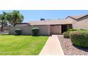 Well-maintained front yard with lush green grass and mature landscaping at 17802 N 45Th Ave, Glendale, AZ 85308