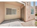 Inviting front entrance featuring a cozy porch, modern door, and convenient unit number display at 1718 W Colter St # 195, Phoenix, AZ 85015