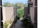 Private courtyard with desert plants and a secure entry gate at 3237 E Fremont Rd, Phoenix, AZ 85042