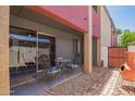 Relaxing back patio with furniture, pavers and desert landscaping at 1730 W Emelita Ave # 1008, Mesa, AZ 85202