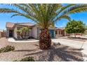 Well-maintained desert landscaping with a palm tree in the front yard of a single-story home at 12913 W Columbine Dr, El Mirage, AZ 85335