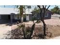 A well-maintained home with gray paint, a white door, and desert-style landscaping at 1027 S Lola Ln, Tempe, AZ 85281