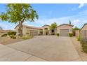 Beautiful single-story home boasts a circular driveway, desert landscaping, and a three-car garage at 6870 S Justin Way, Chandler, AZ 85249