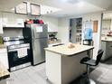 Functional kitchen with white cabinets, stainless steel appliances, and stylish countertops at 2377 W Hazelwood St, Phoenix, AZ 85015