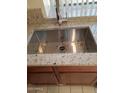 Close-up of a stainless steel kitchen sink with a modern faucet and granite countertop at 7977 W Wacker Rd # 253, Peoria, AZ 85381