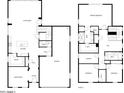 Detailed floor plan showcasing the layout of the two-story home, including the kitchen, living room, and bedrooms at 20473 W Legend Trl, Buckeye, AZ 85396