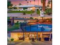 Sunset view of the pool and backyard of this charming single Gathering home at 5402 E Larkspur Dr, Scottsdale, AZ 85254