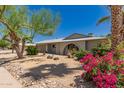 Single story home with a spacious driveway and desert landscaping under a clear blue sky at 1115 E Carter Dr, Tempe, AZ 85282