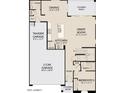 Layout of the first floor featuring an open concept great room, dining and kitchen, with 2-car garage and bedroom 5 at 2325 E Homesteader Rd, San Tan Valley, AZ 85140