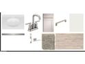 Bathroom material selections featuring a white sink, chrome faucet, cabinet, carpet, and wood-look tile at 2382 E Homesteader Rd, San Tan Valley, AZ 85140